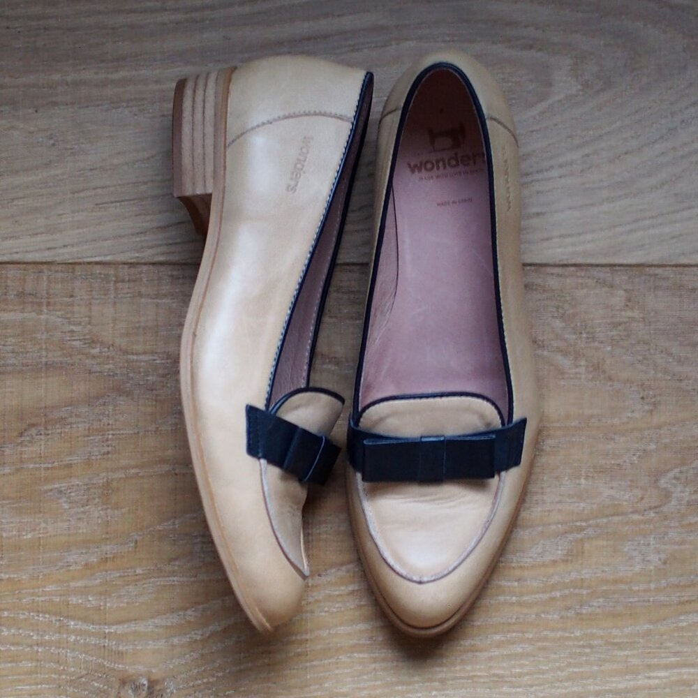 Wonders | Leather Loafers w Black Bows